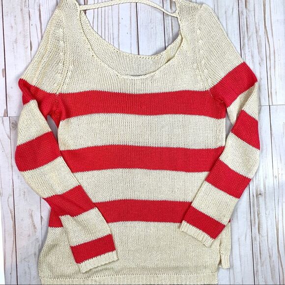 Olive & Oak Orange & Cream Knit Sweater Size Medium - Picture 2 of 4